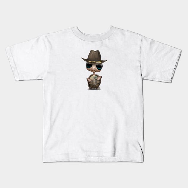 Cute Baby Turtle Sheriff Kids T-Shirt by jeffbartels